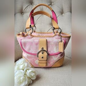 Vintage Coach Soho Signature Optic Jacquard Mini Bag Purse Tote # 1853 ( Pink )